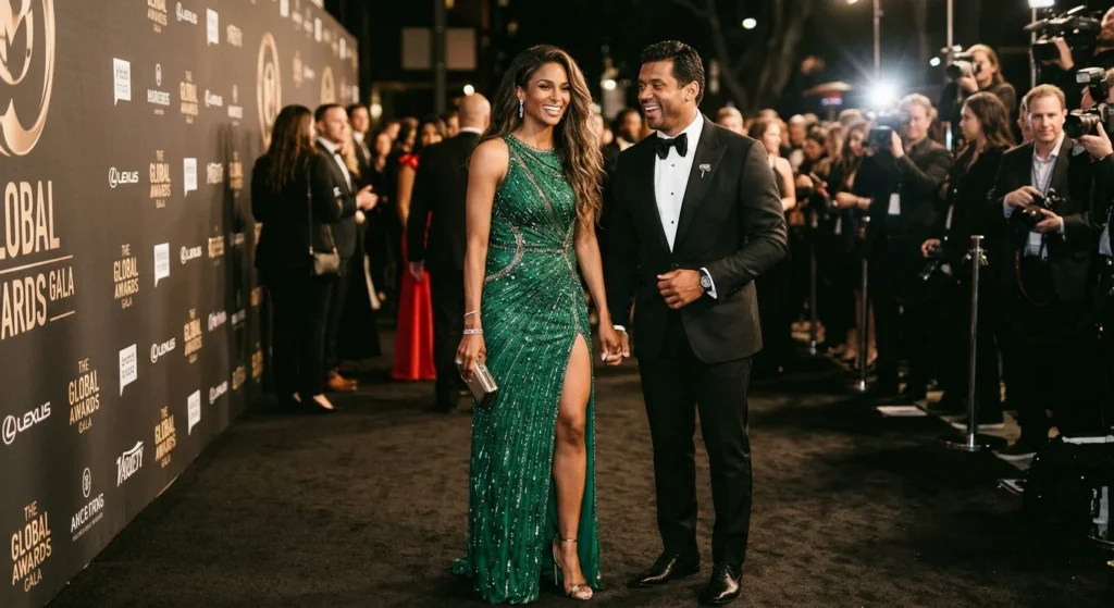 Ciara and husband Russell Wilson at a public event