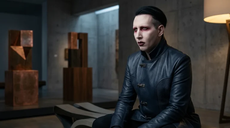 Marilyn Manson net worth performer on stage in dark makeup