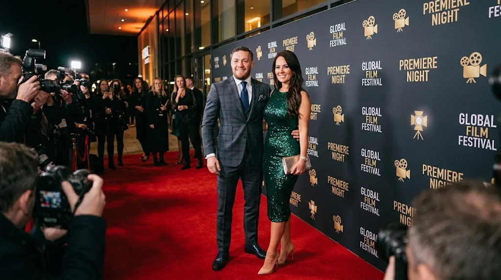 Man and woman posing together on red carpet at Global Film Festival premiere night