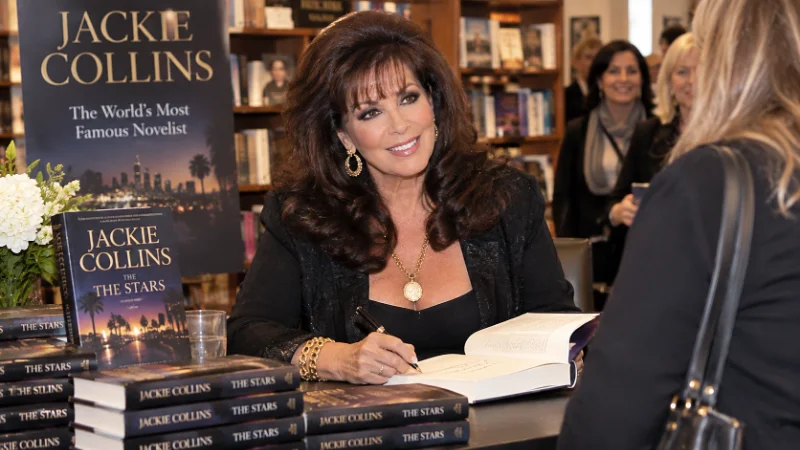 Jackie Collins signing copies of her bestselling novel